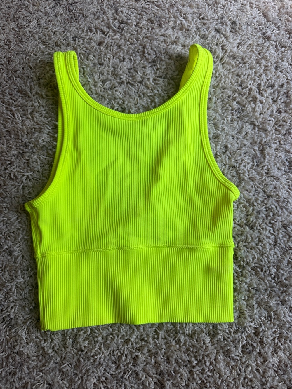 lululemon athletica Neon Yellow Ribbed Crop Tank